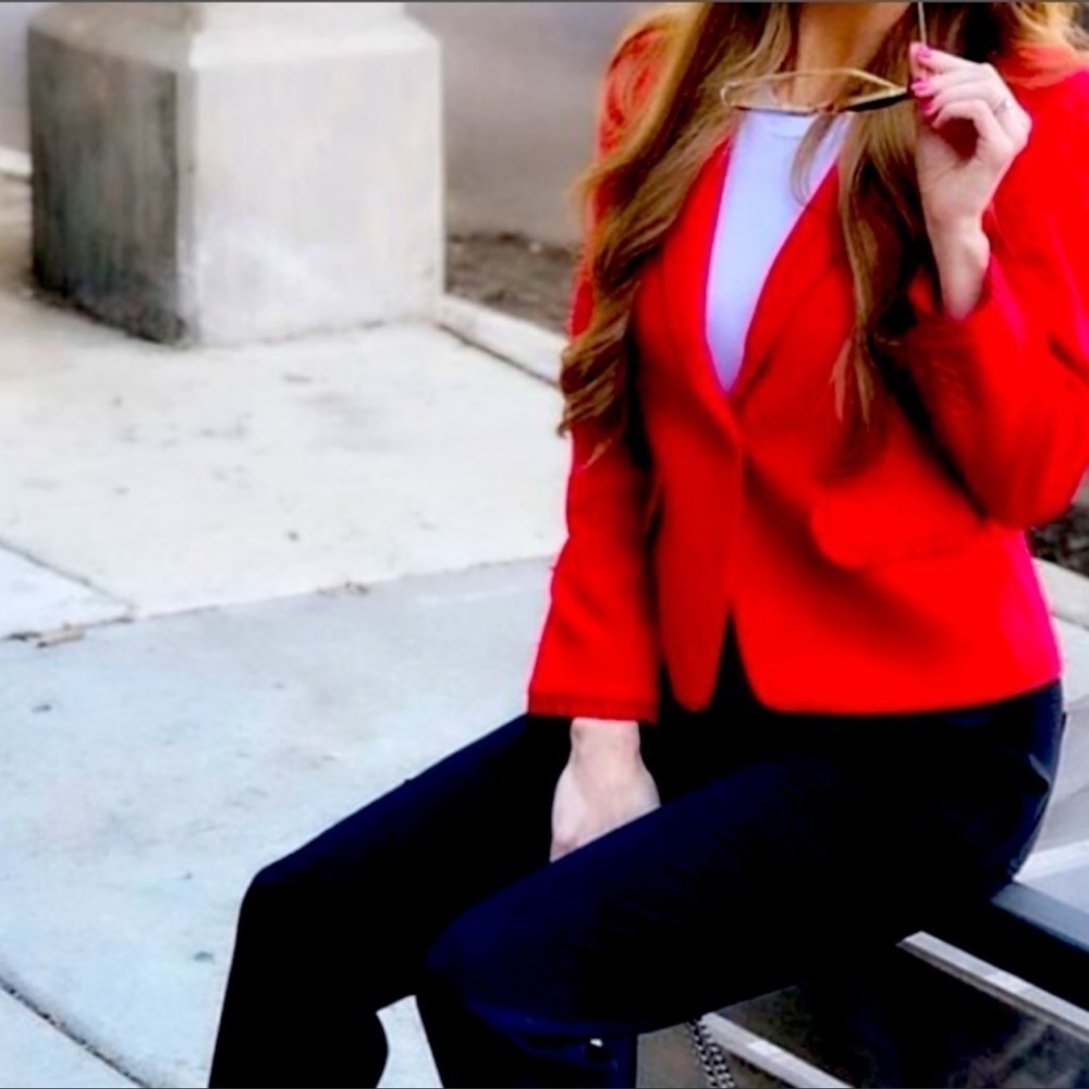 Lafayette 148 New York Red Stretch Blazer